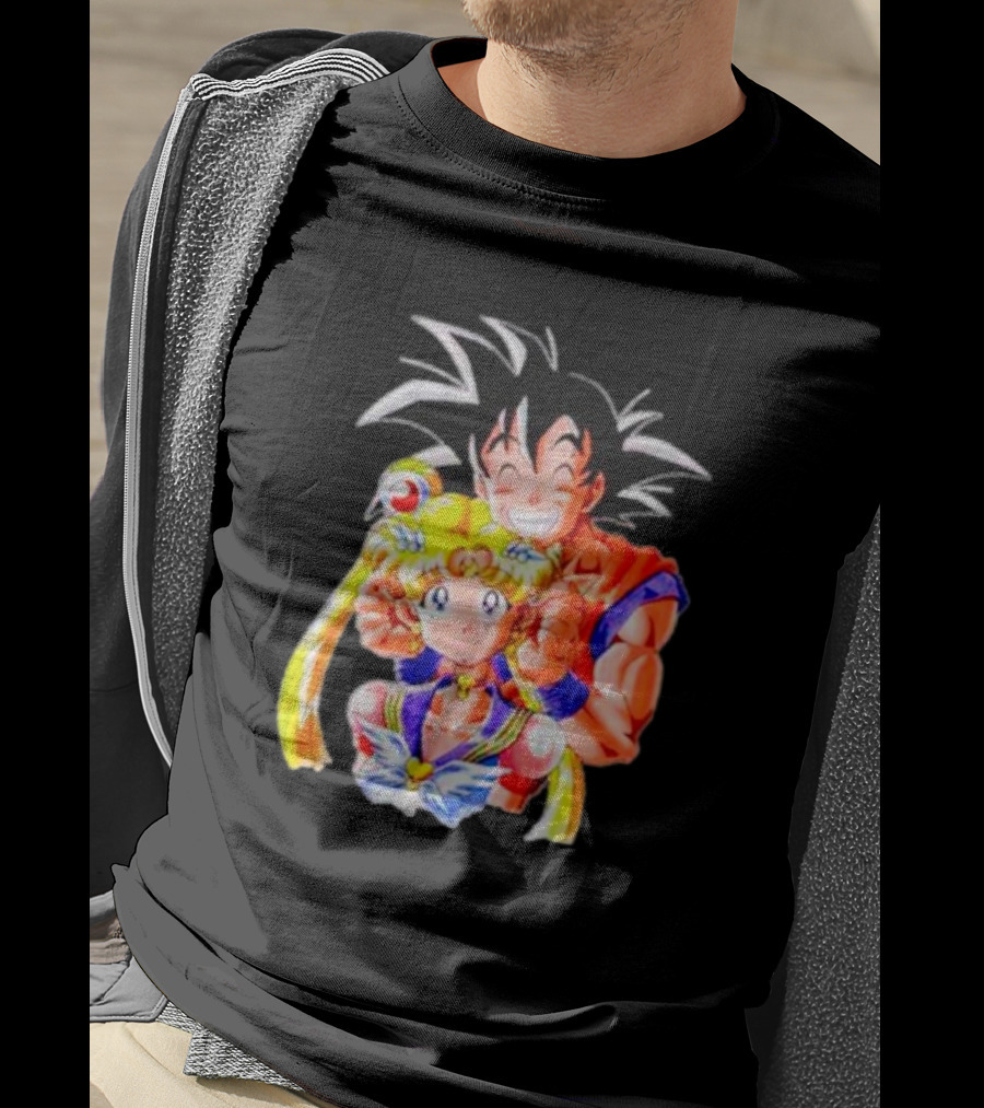 Sailor Moon And Goku Crossover Fusion Character Collaboration T-Shirt