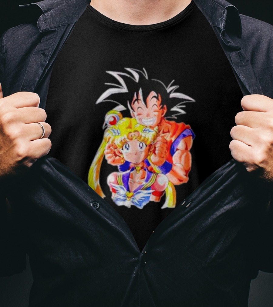 Sailor Moon And Goku Crossover Fusion Character Collaboration T-Shirt