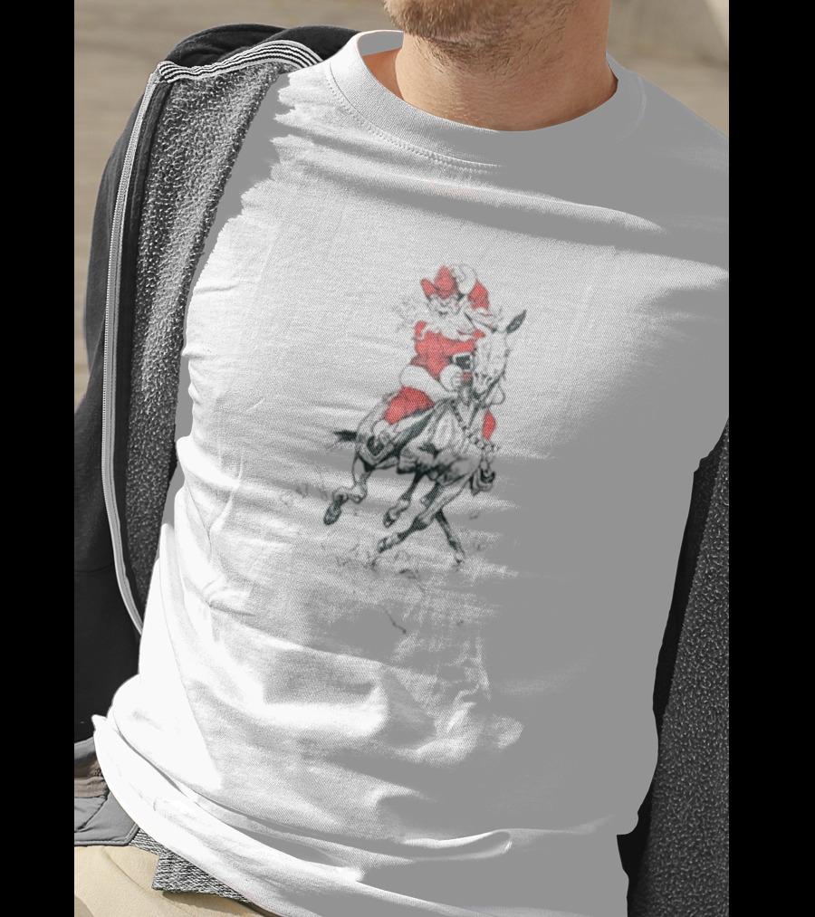 Santa Claus Riding Mule In Festive Red Suit T-Shirt