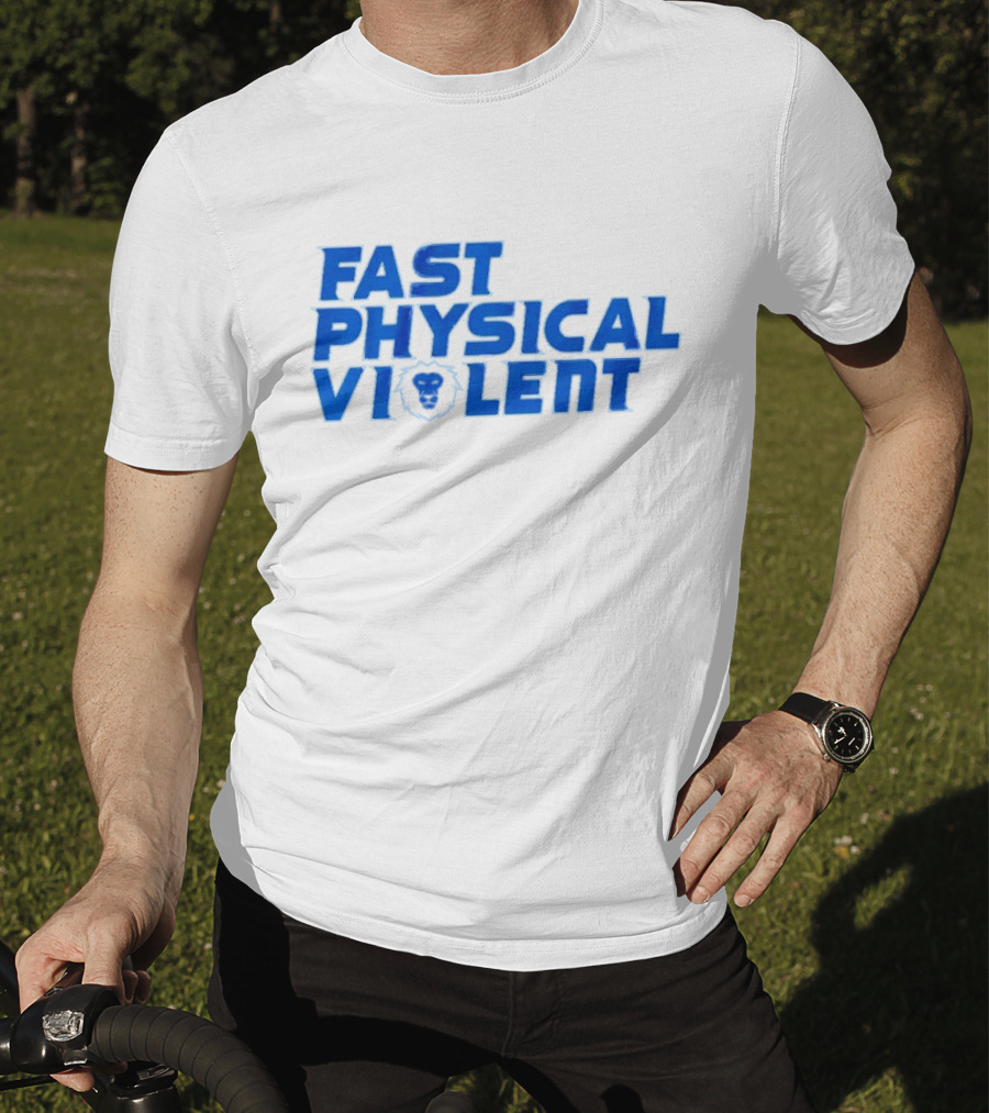 Fast Physical Violent Detroit Lions Blue T-Shirt