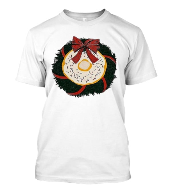 Gibson's Donuts Christmas Holiday Wreath With Red Bow And Donut Sprinkles T-Shirt
