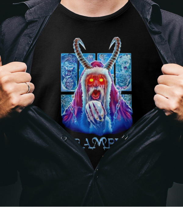 Krampus The Shadow Of St Nick With Horned Demon And Scary Faces T-Shirt