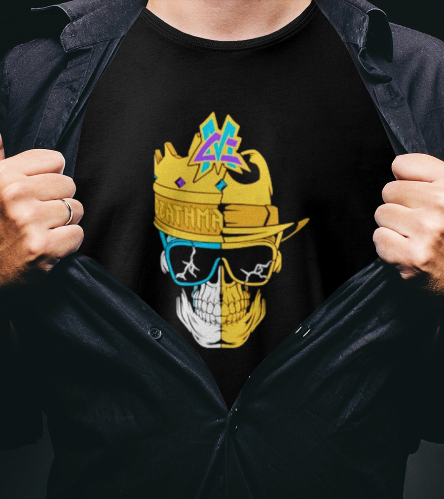Matt Cardona Deathmatch God Crowned Skull With Sunglasses And Crown Split T-Shirt