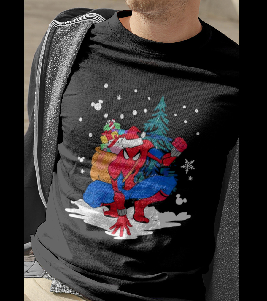 Spiderman Santa Christmas Tree Snow Presents T-Shirt