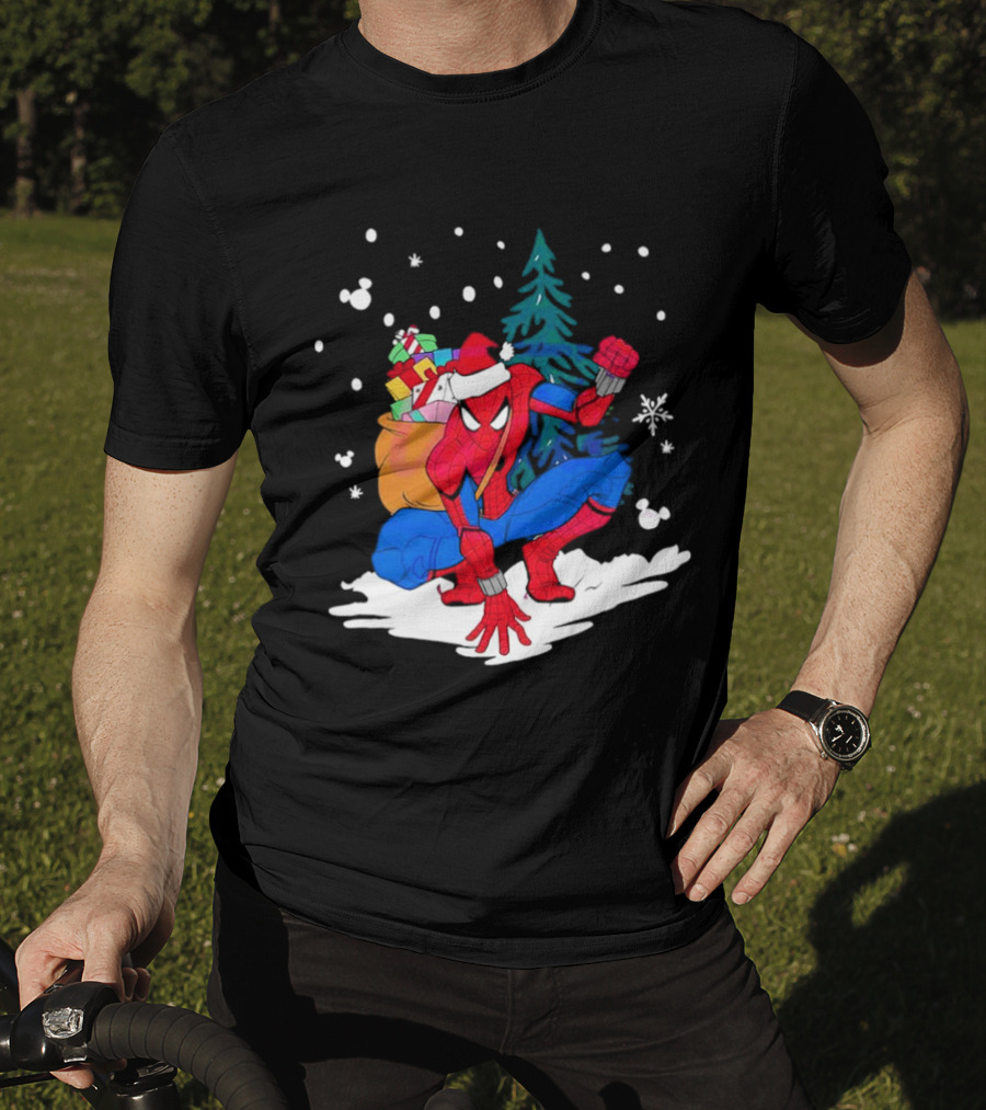 Spiderman Santa Christmas Tree Snow Presents T-Shirt