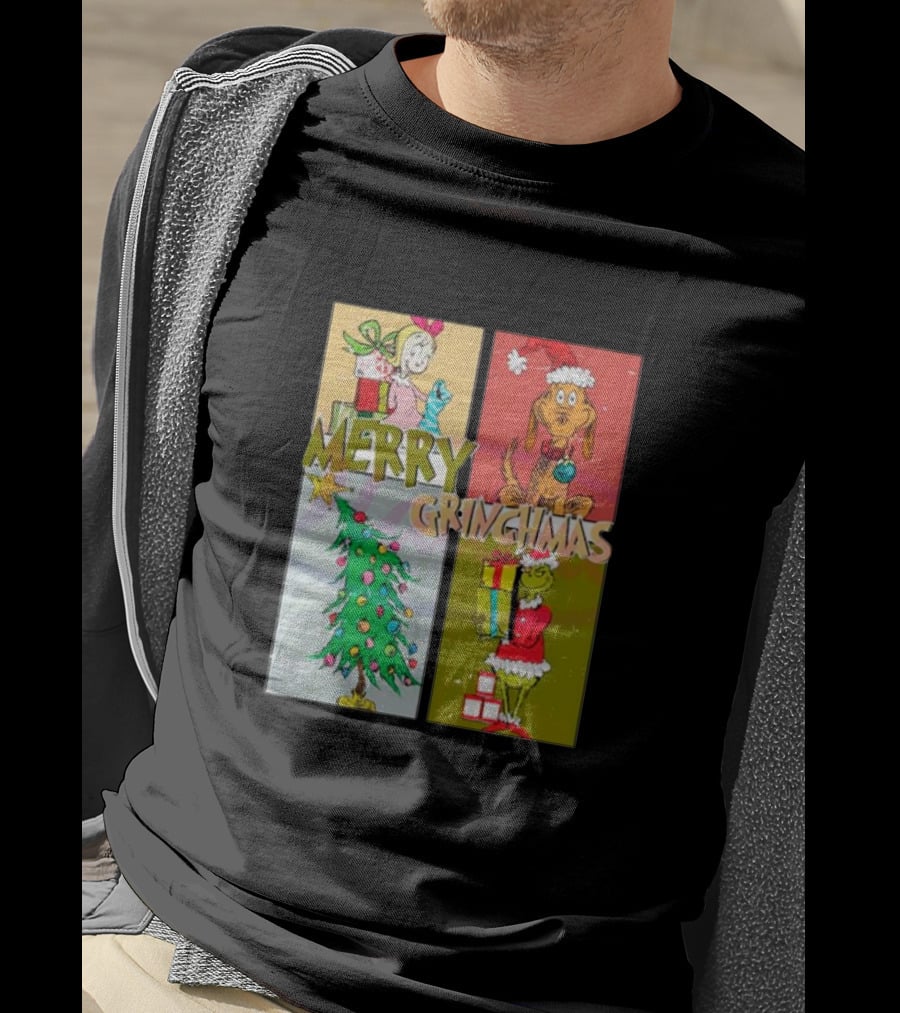 Merry Grinchmas Characters Vintage Grinch And Max Christmas Tree T-Shirt