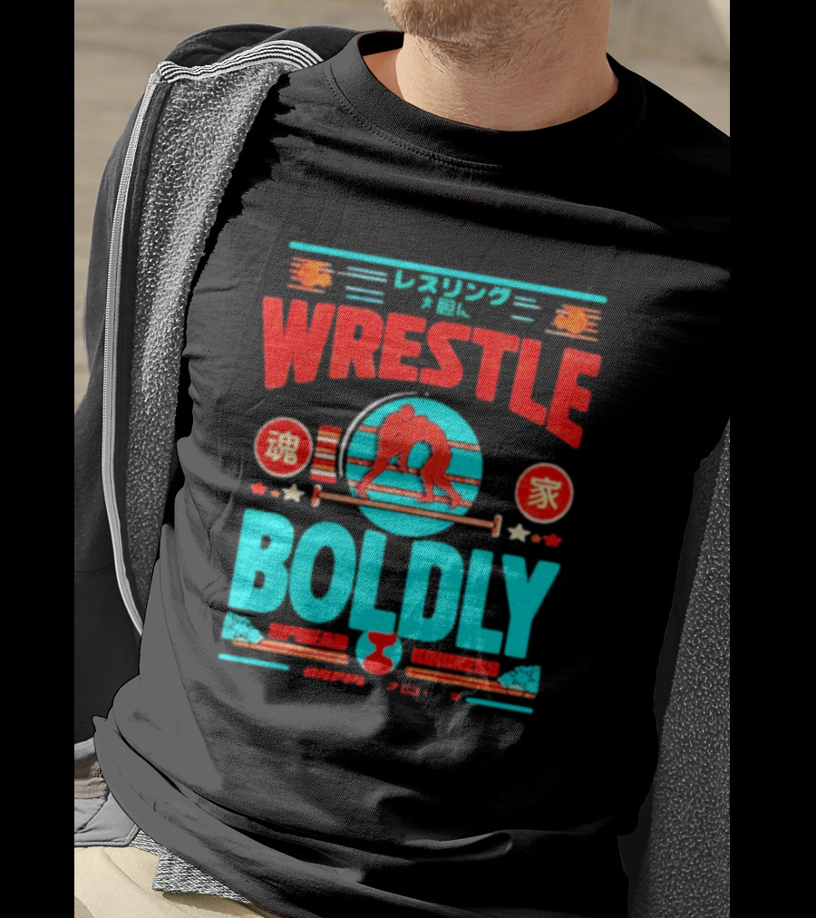 Wrestle Boldly Spread Kindness Wrestling Iconic Symbols T-Shirt