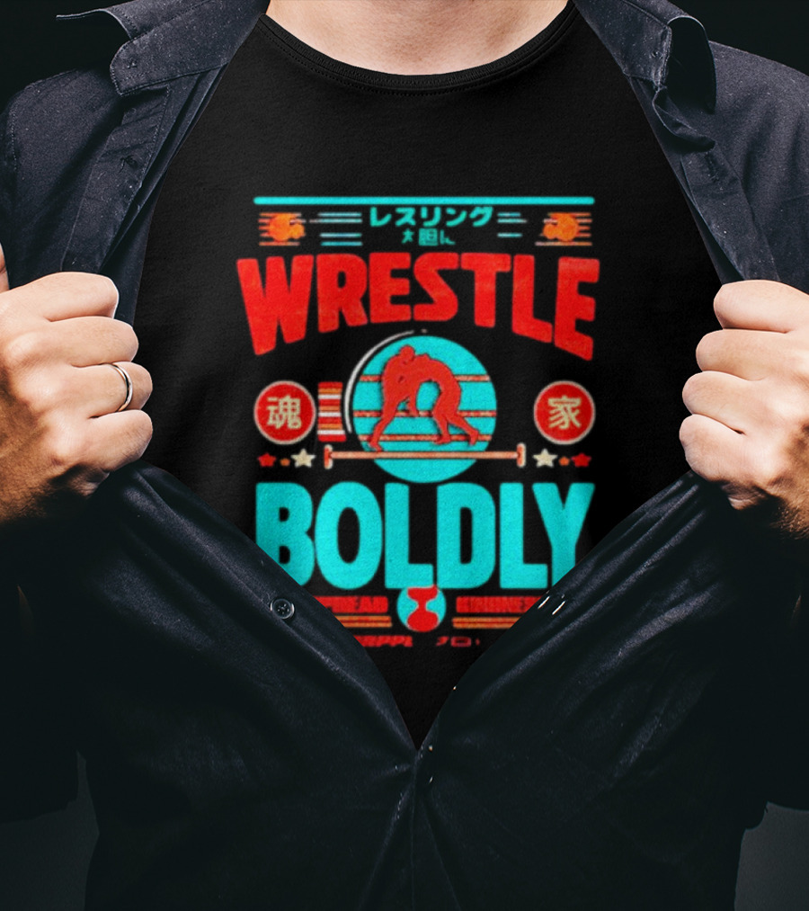 Wrestle Boldly Spread Kindness Wrestling Iconic Symbols T-Shirt