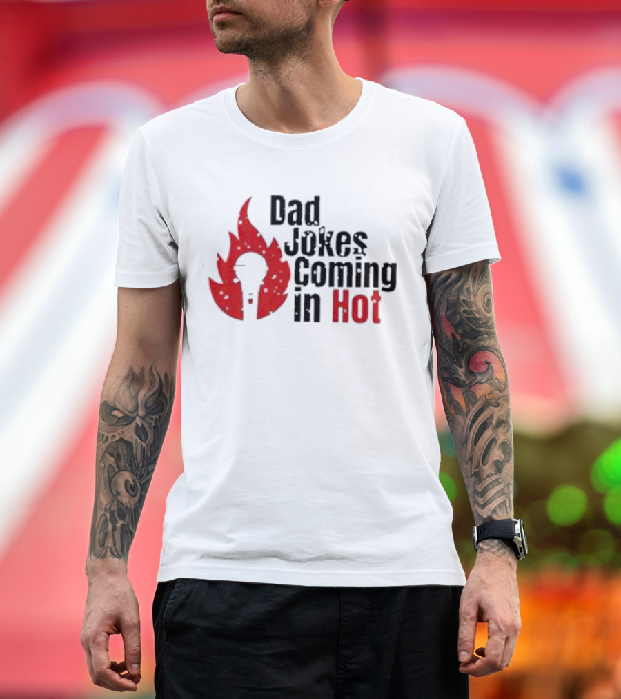 Dad Jokes Coming in Hot with Red Microphone Flame T-Shirt