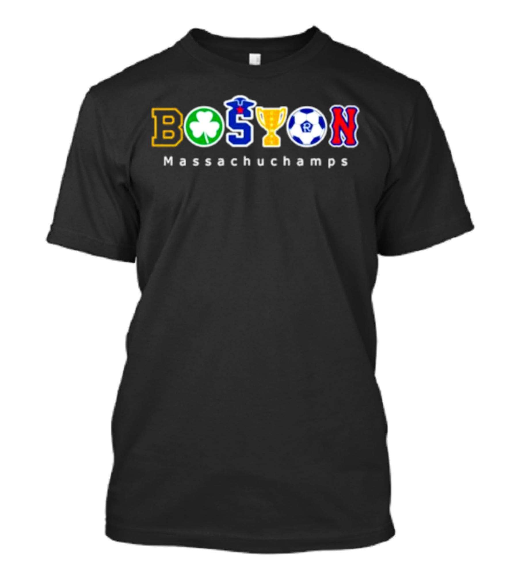 Boston Massachuchamps Sports Icons Typography T-Shirt