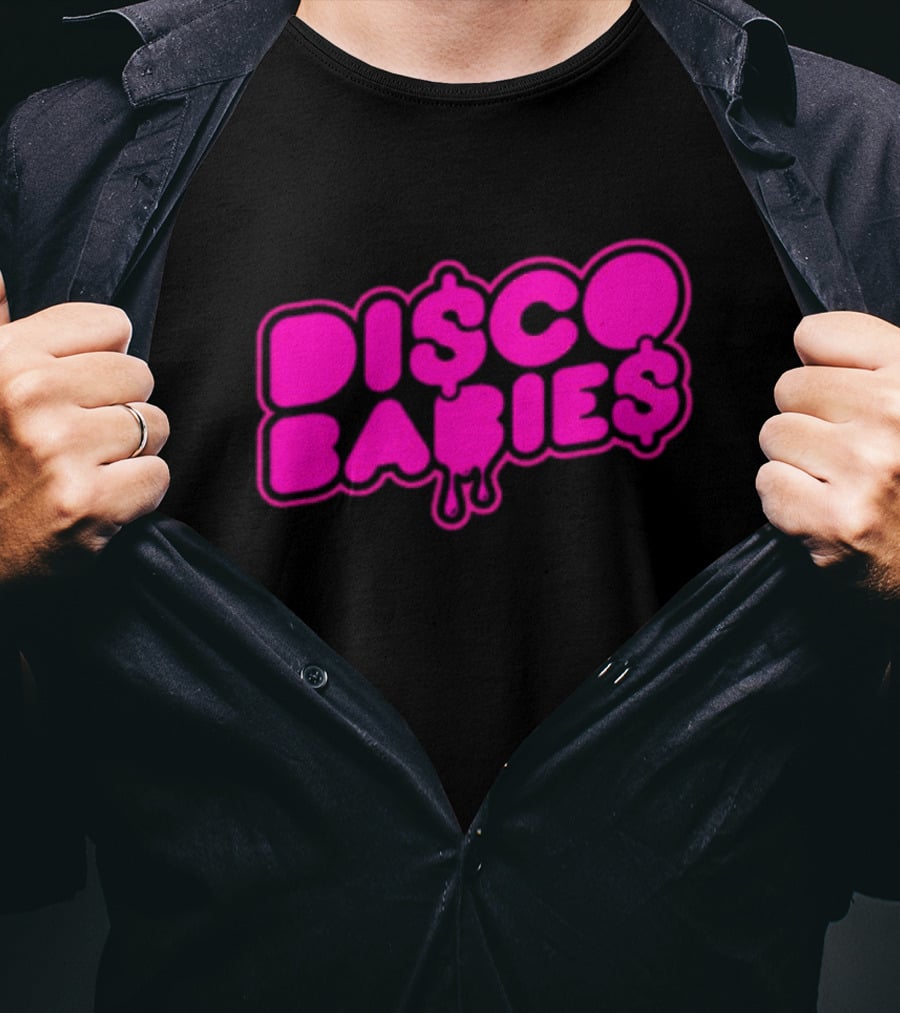 Disco Babies Neon Pink Dripping Dollar Sign Remix T-Shirt
