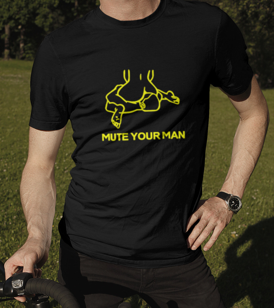 Mute Your Man Yellow Figure Outline T-Shirt