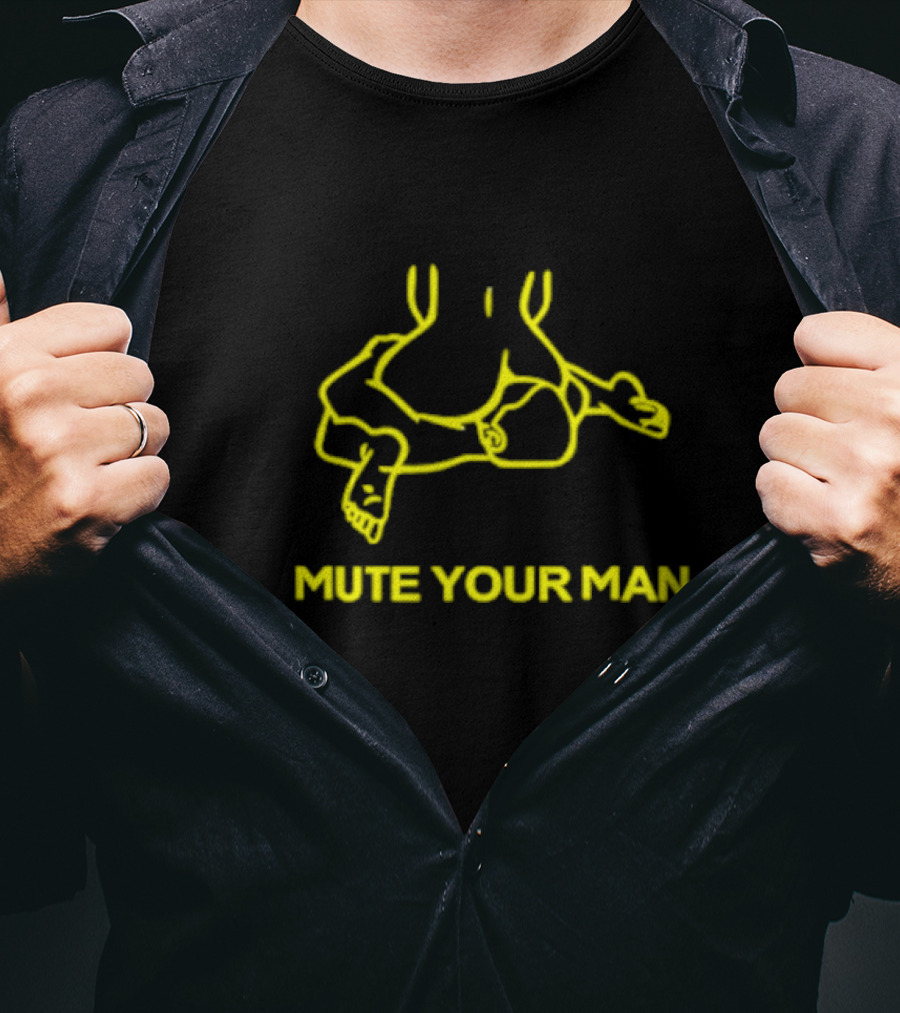 Mute Your Man Yellow Figure Outline T-Shirt