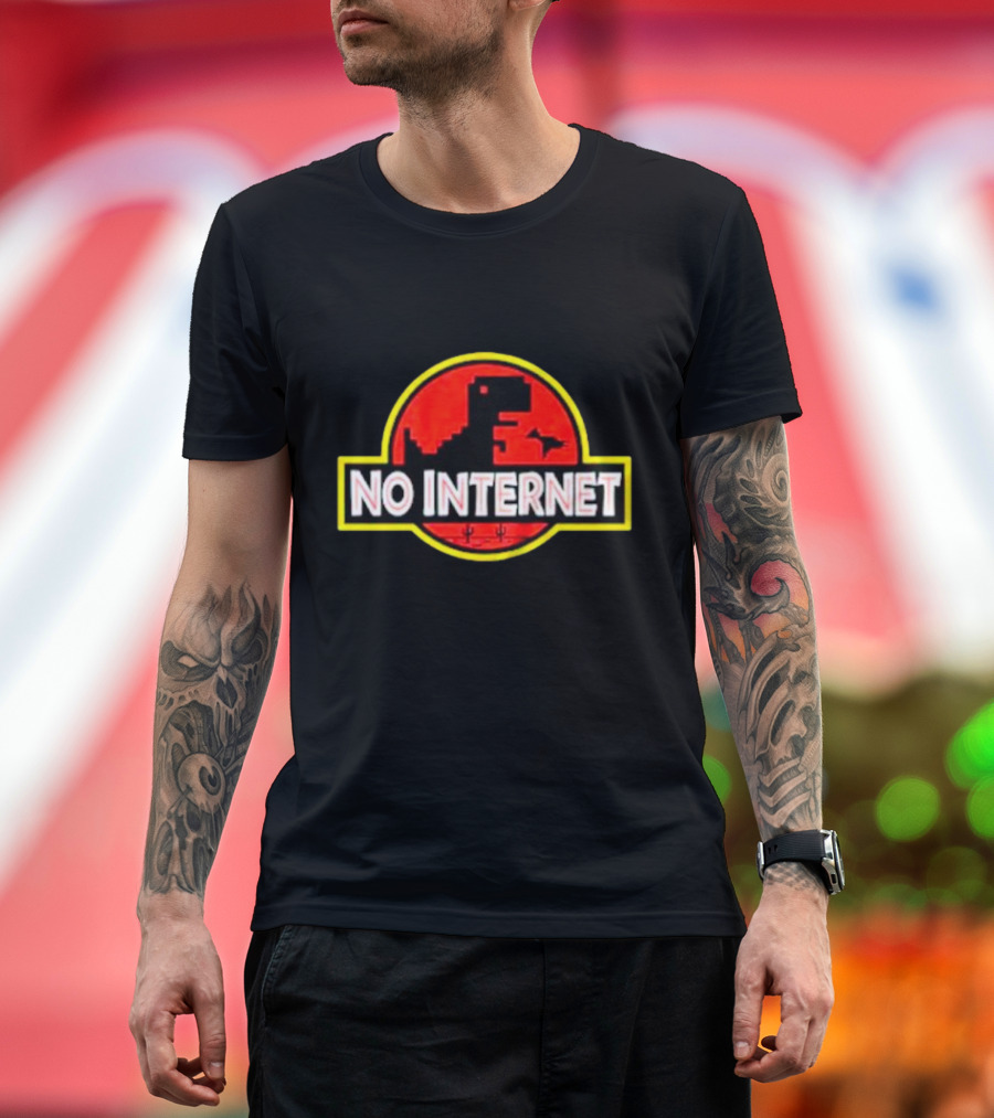 No Internet Dinosaur Jurassic Park T-Shirt