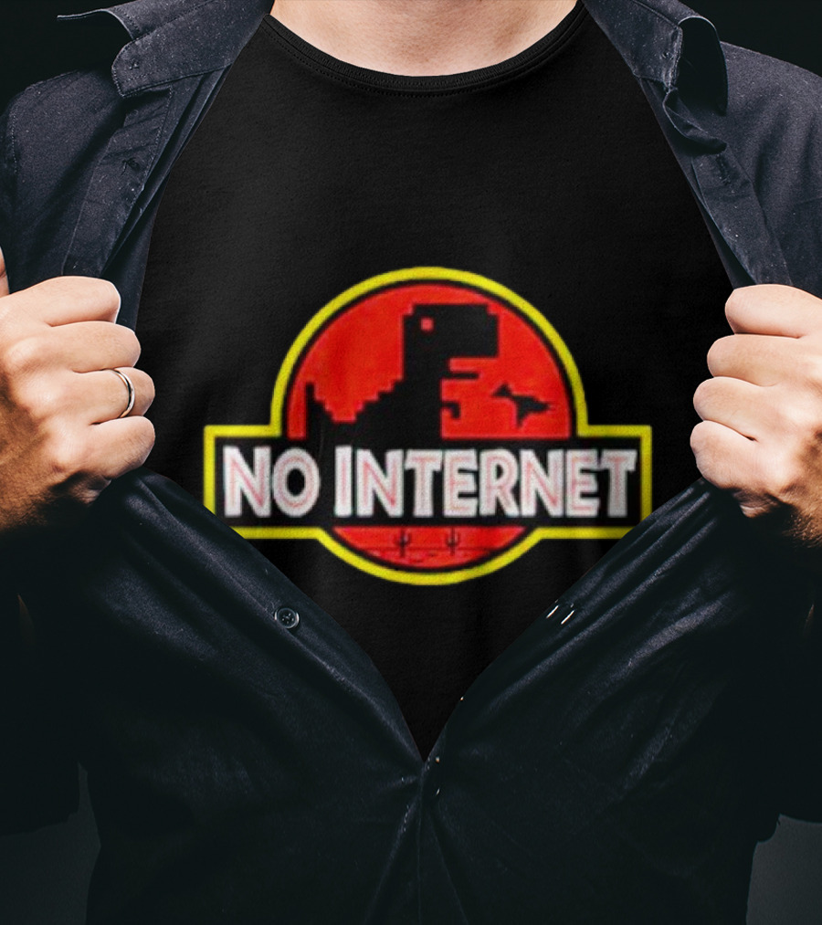 No Internet Dinosaur Jurassic Park T-Shirt