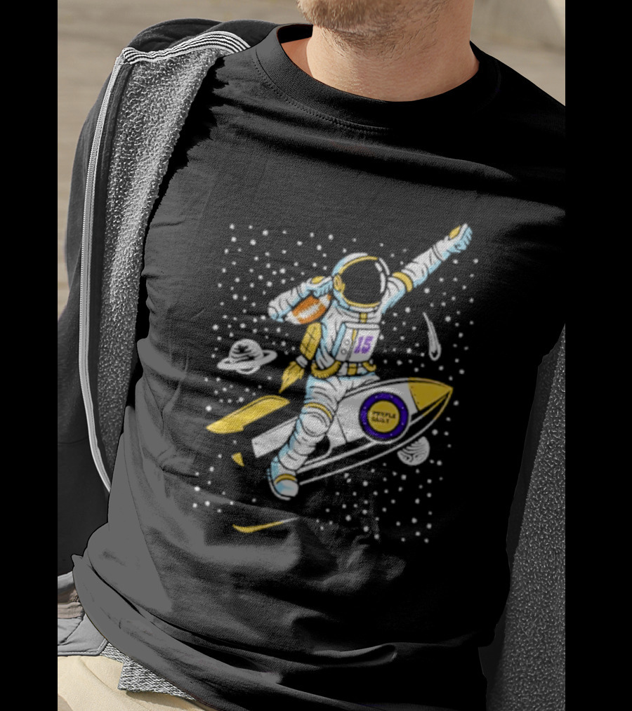 Phil Mackey Purple Daily Passtronaut Football Astronaut Galaxy Surfing 15 Space Adventure T-Shirt
