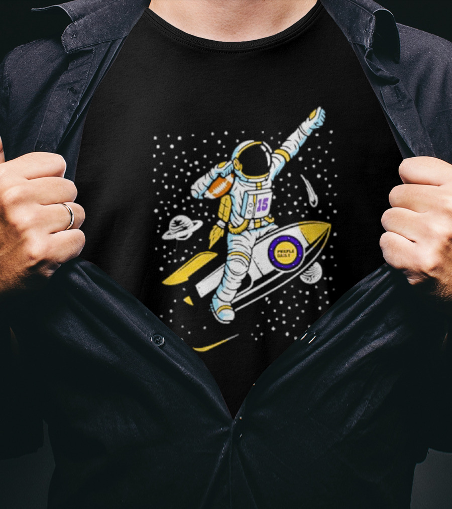 Phil Mackey Purple Daily Passtronaut Football Astronaut Galaxy Surfing 15 Space Adventure T-Shirt