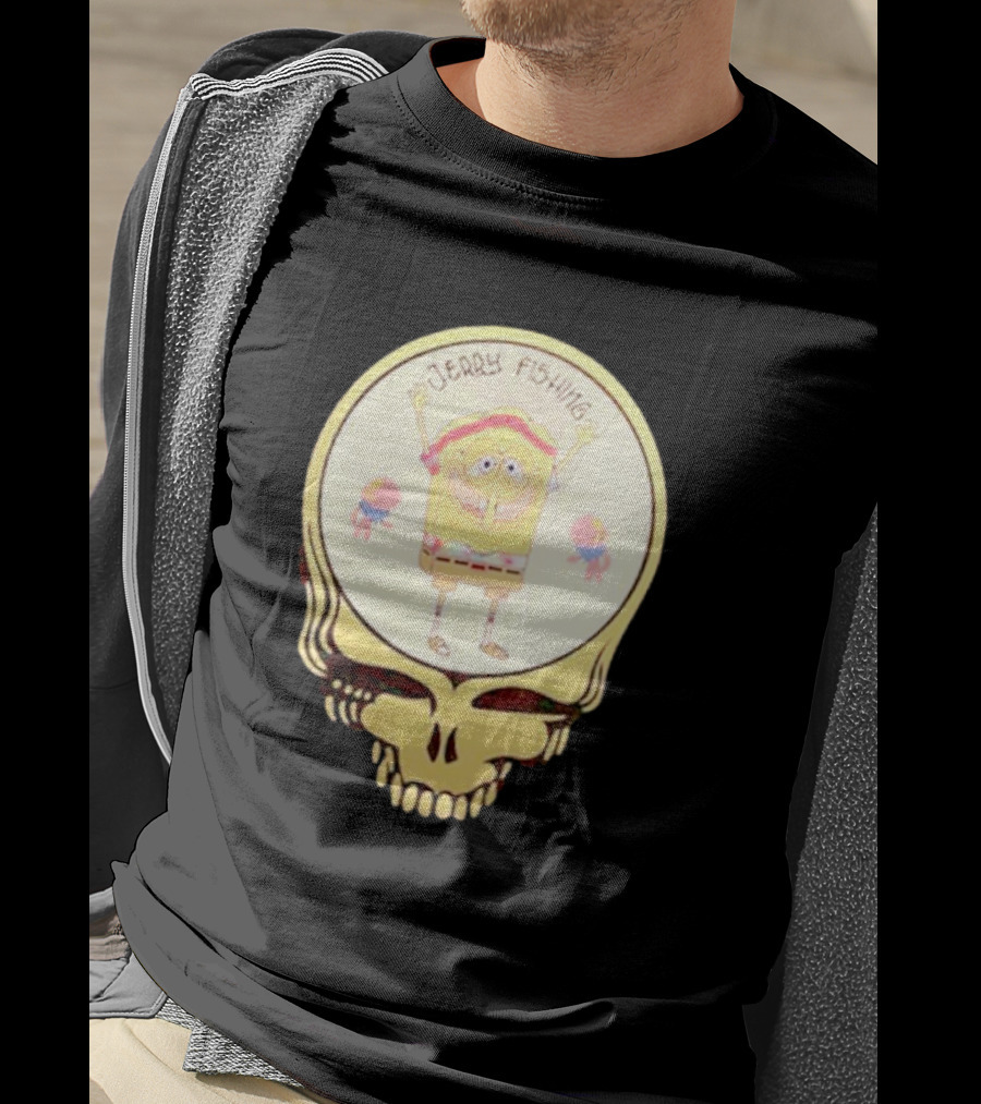 SpongeBob Jerry Fishing Grateful Dead Skull T-Shirt