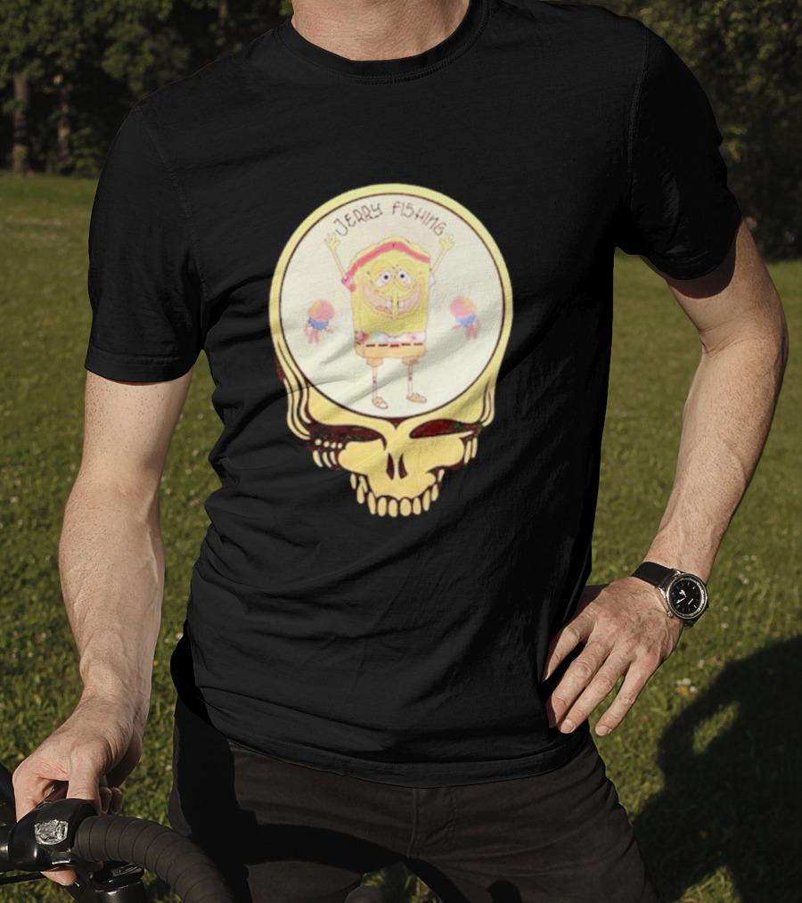 SpongeBob Jerry Fishing Grateful Dead Skull T-Shirt
