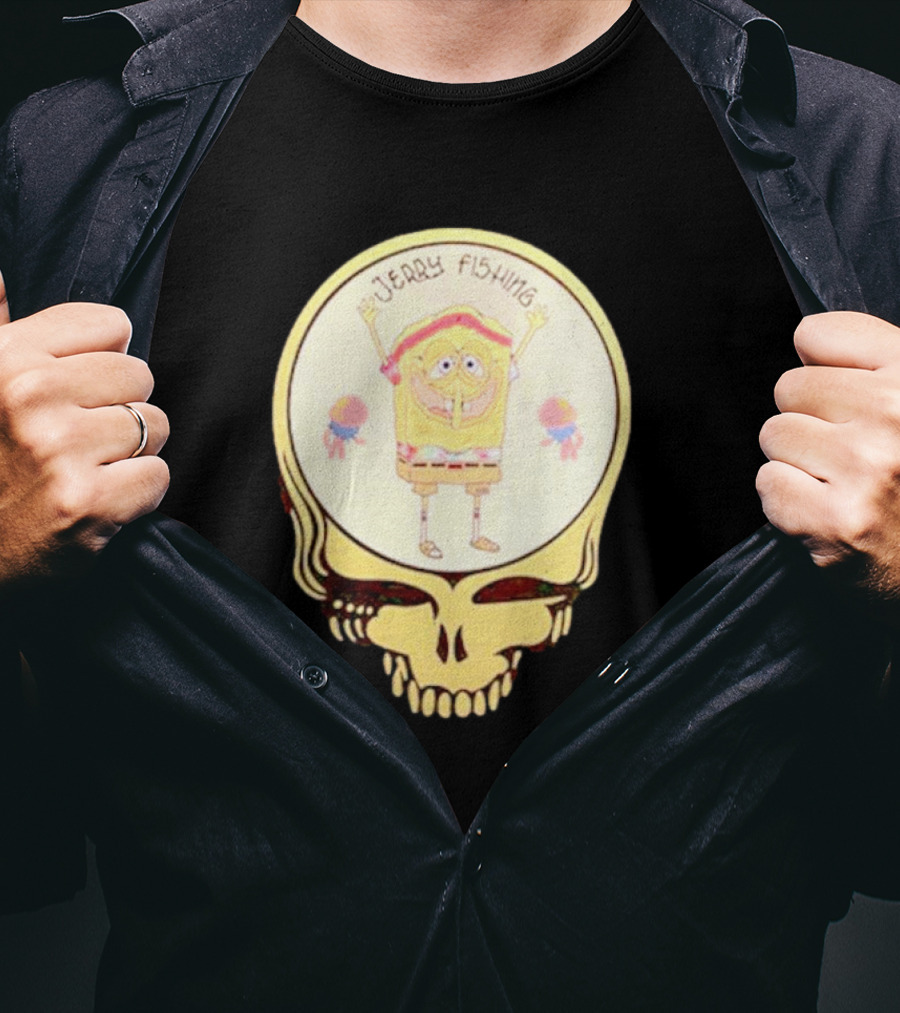 SpongeBob Jerry Fishing Grateful Dead Skull T-Shirt