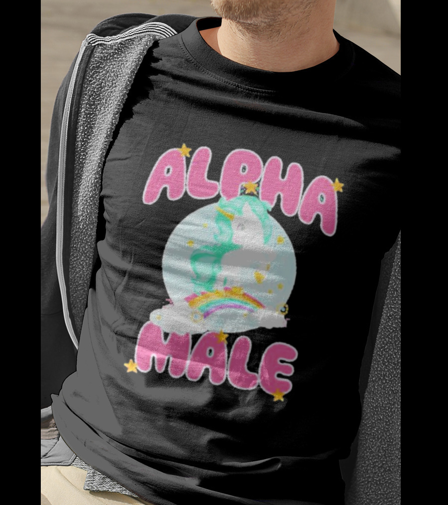 Alanalintao Alpha Male Unicorn Rainbow Stars T-Shirt