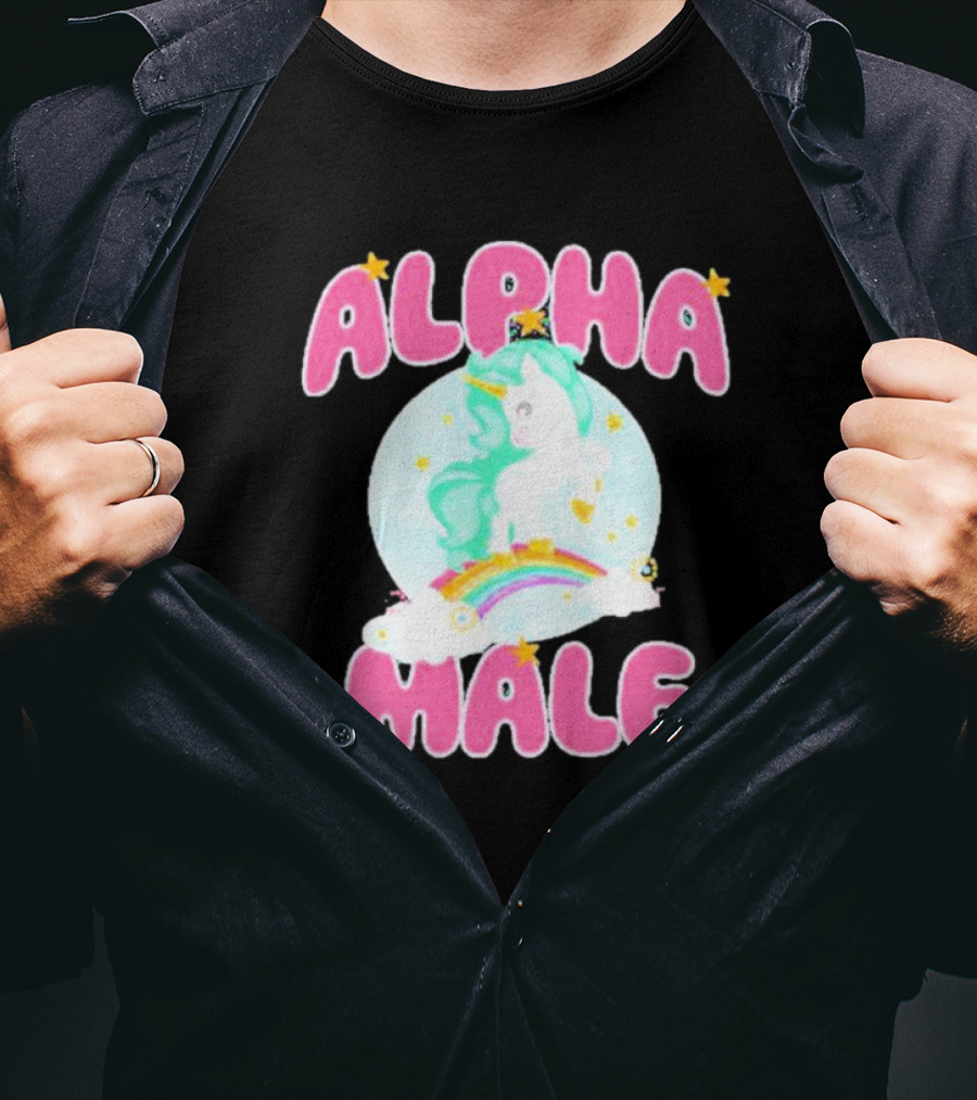 Alanalintao Alpha Male Unicorn Rainbow Stars T-Shirt