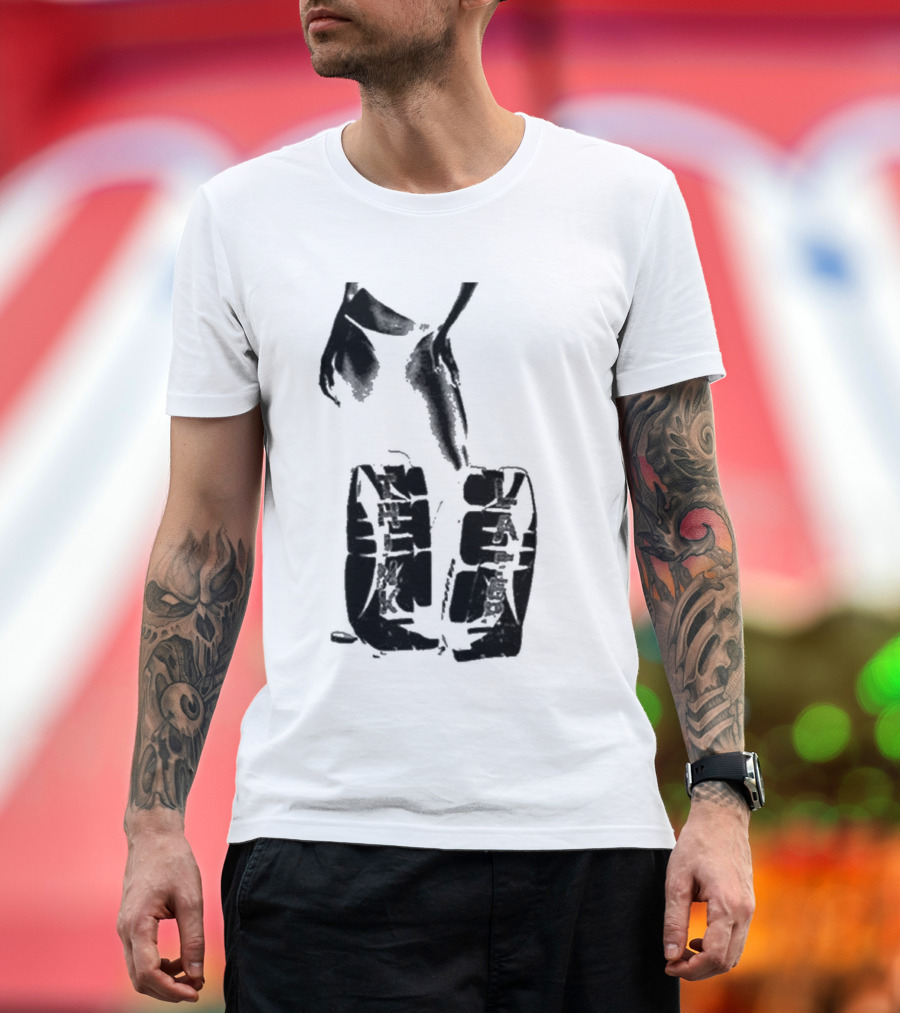 Tatemcrae Think Later Bold Legs Striking Pose in Monochrome T-Shirt