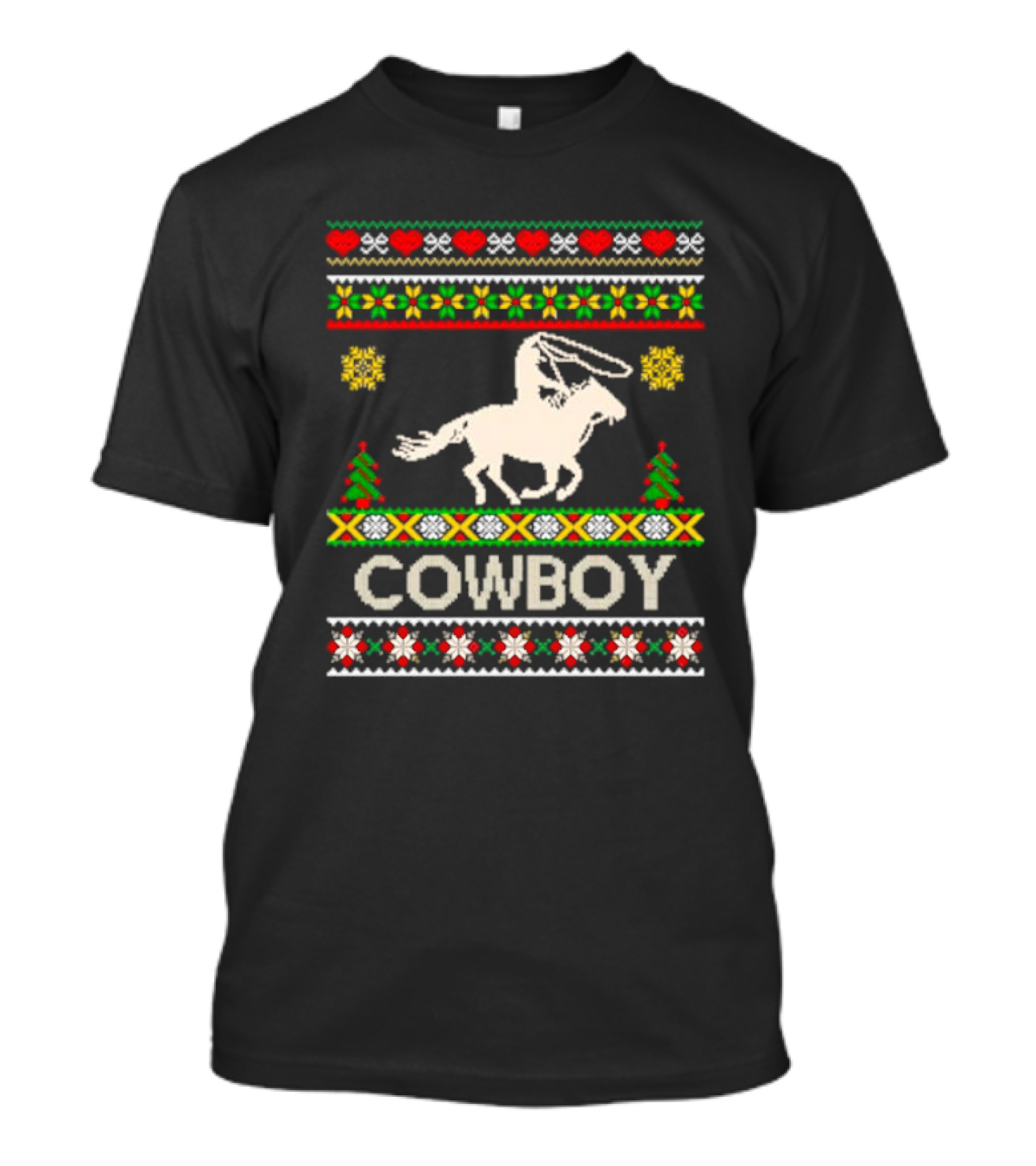 Cowboy Christmas Ugly Sweater Knit T-Shirt