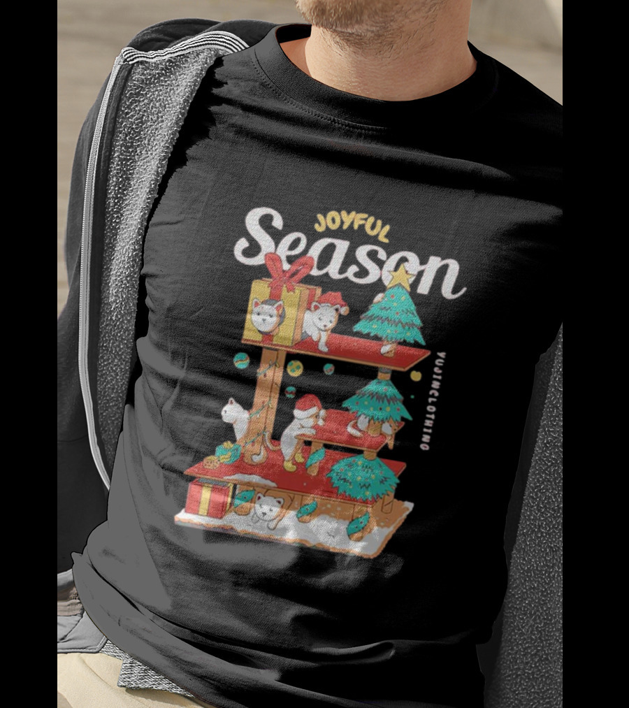Joyful Season Merry Christmas Yujiinclothing Dog Tree T-Shirt