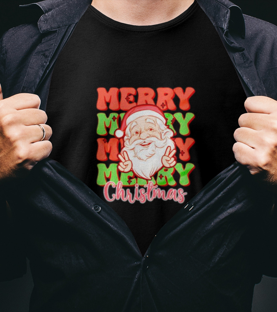 Merry Merry Merry Merry Christmas Santa T-Shirt