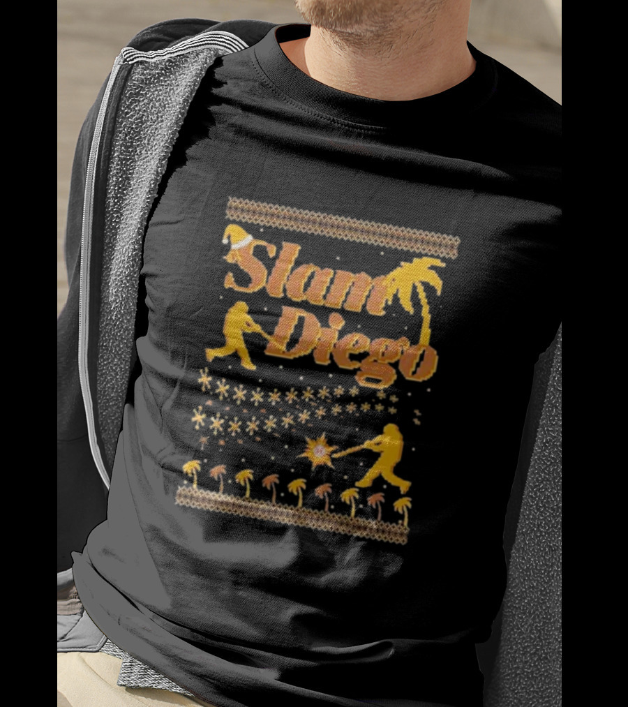 Slam Diego Retro Baseball Palm Trees Starburst T-Shirt