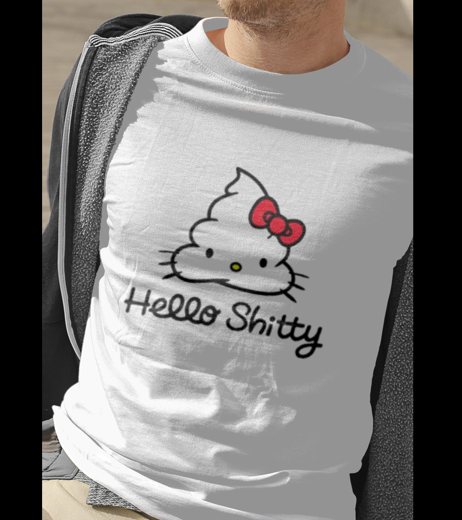 Hello Shitty Poop Emoji Parody With Red Bow T-Shirt