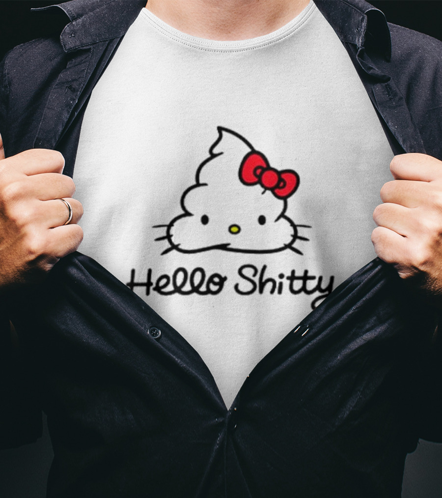 Hello Shitty Poop Emoji Parody With Red Bow T-Shirt