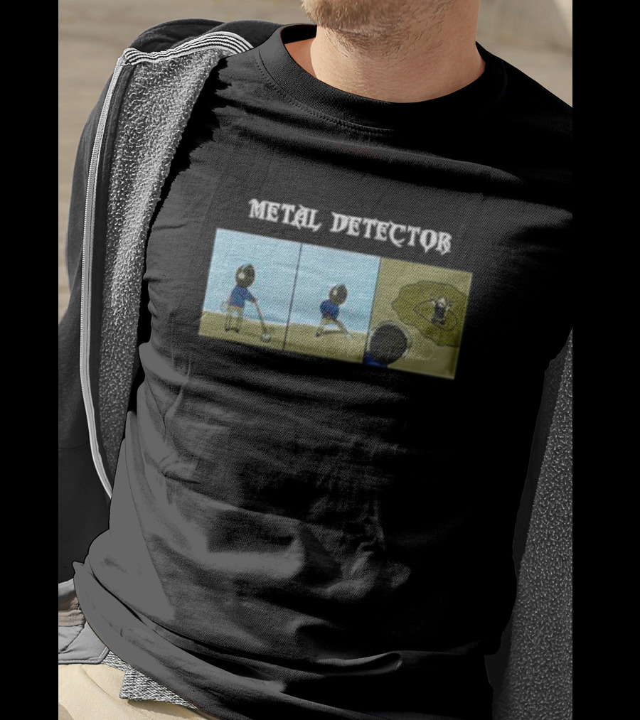 METAL DETECTOR Humorous Comic-Style Alien Discovery T-Shirt