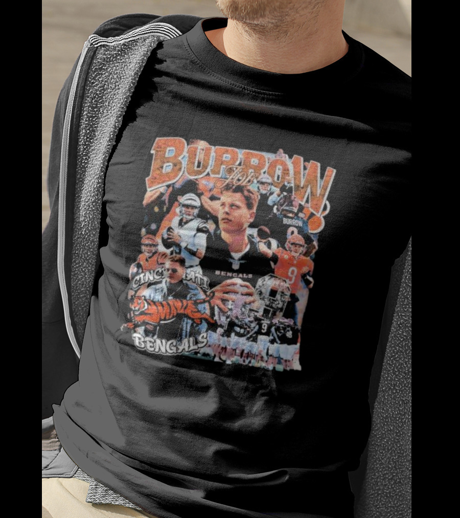 Joe Burrow Cincinnati Bengals Quarterback Collage Tiger Team Spirit T-Shirt