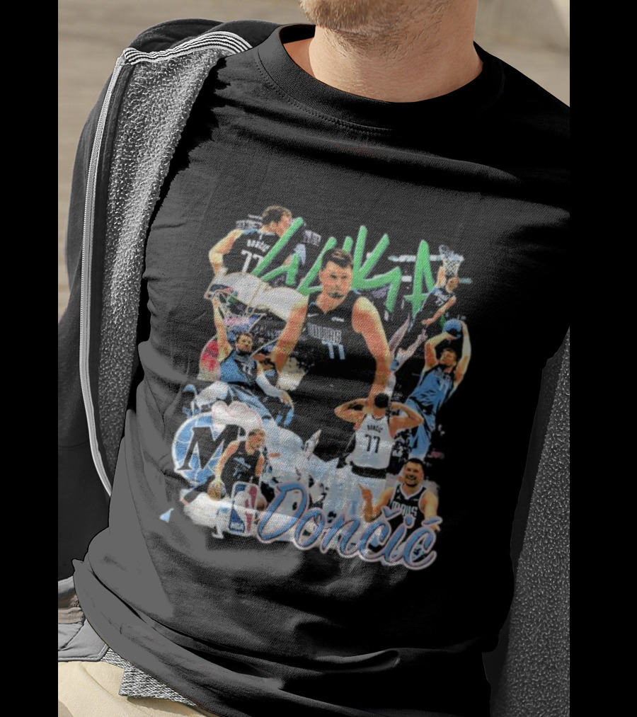 Luka Dončić NBA Mavericks 77 Action Collage T-Shirt
