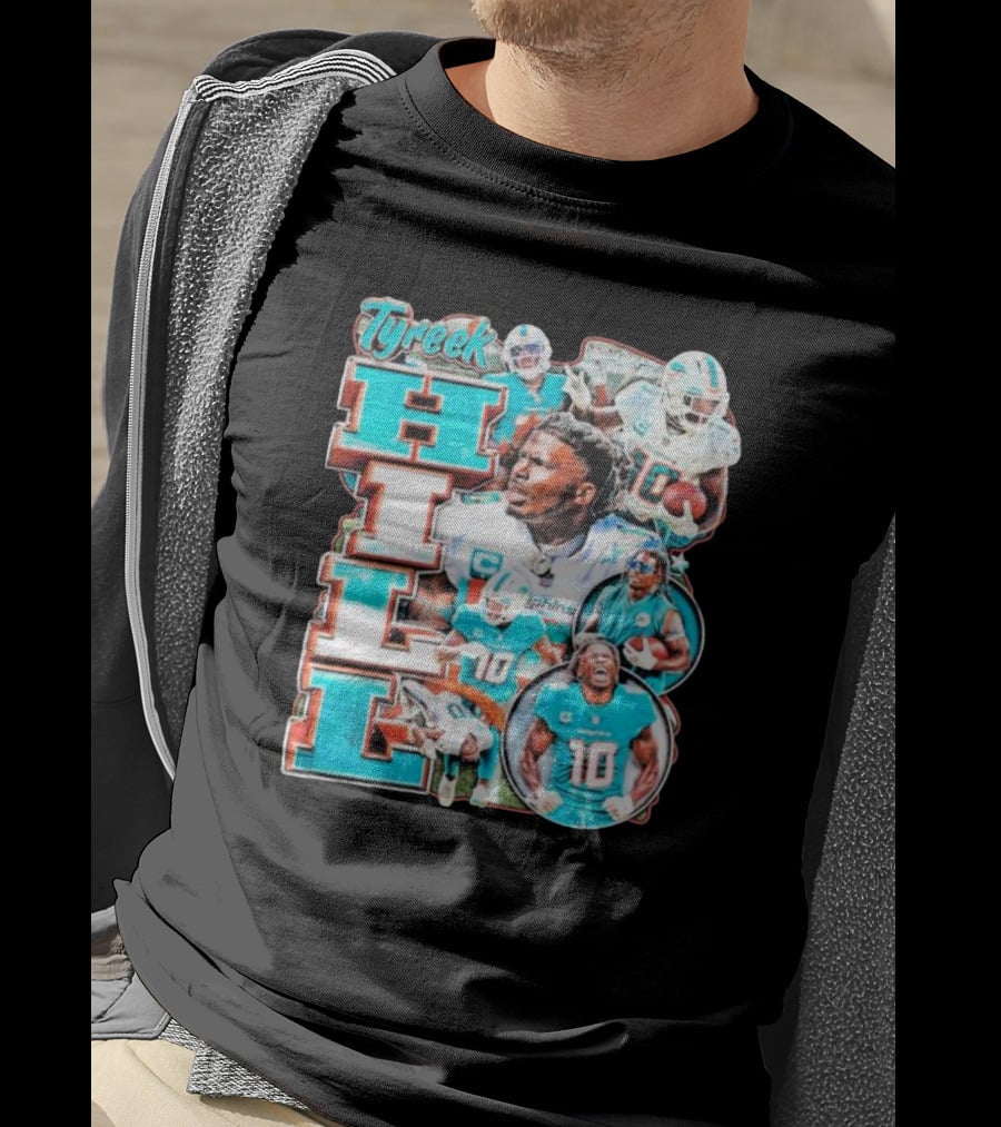 Tyreek Hill Miami Dolphins Football Player Collage T-Shirt
