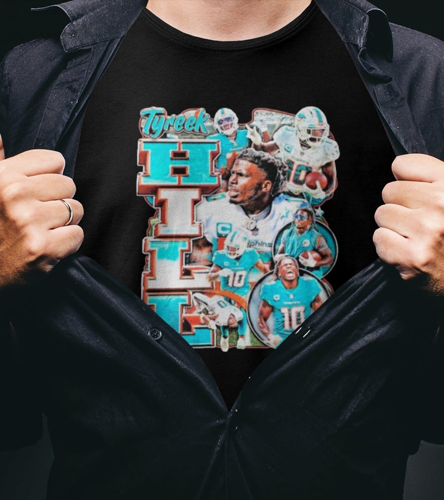 Tyreek Hill Miami Dolphins Football Player Collage T-Shirt