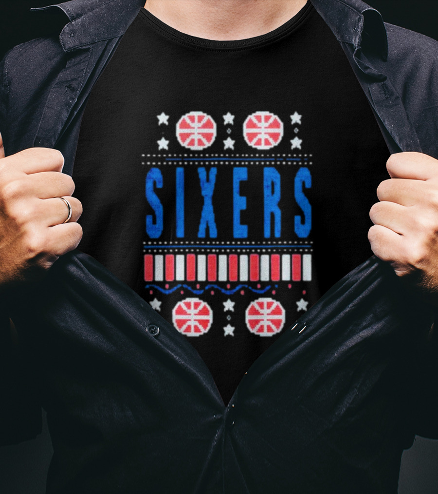Philadelphia 76ers Sixers Holiday Basketball Stars T-Shirt
