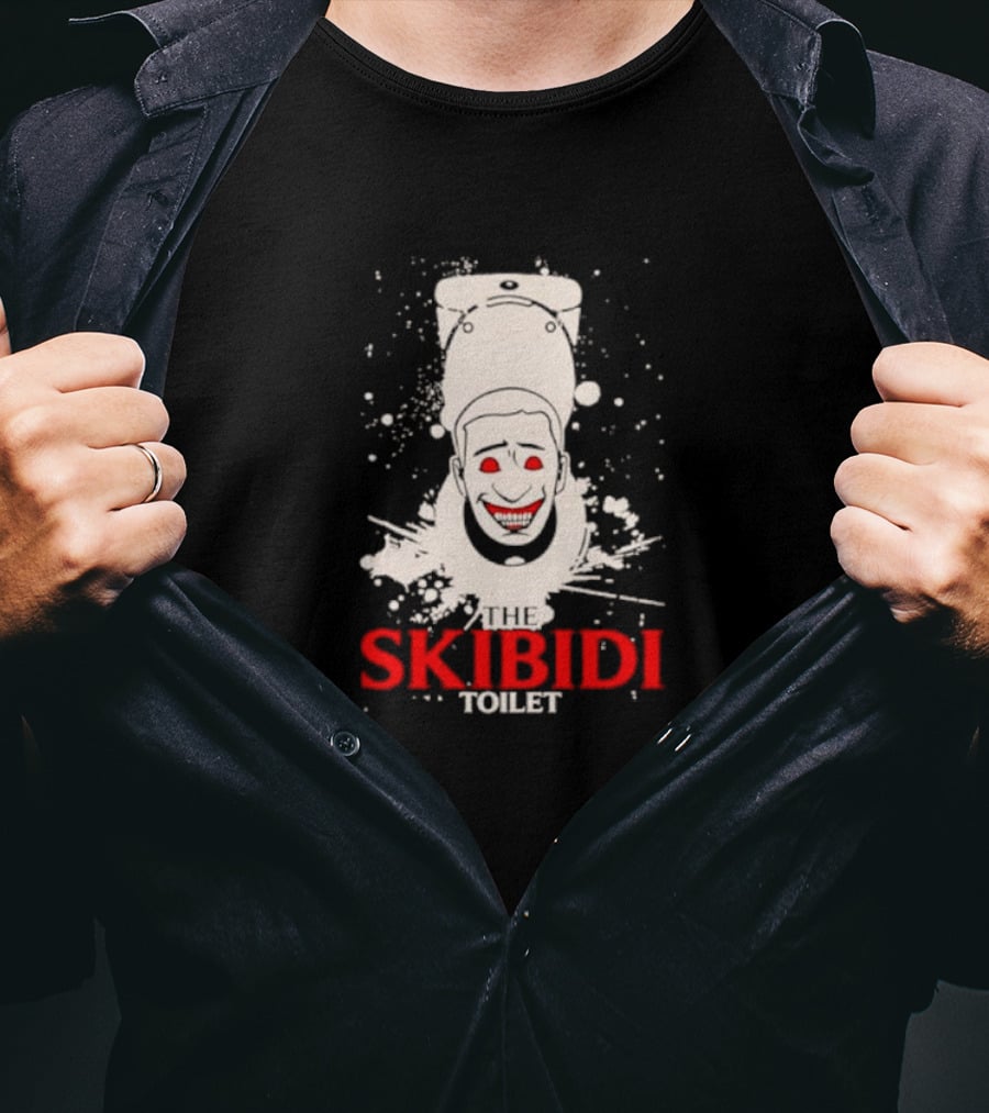 The Skibidi Toilet Creepy Face Splatter T-Shirt