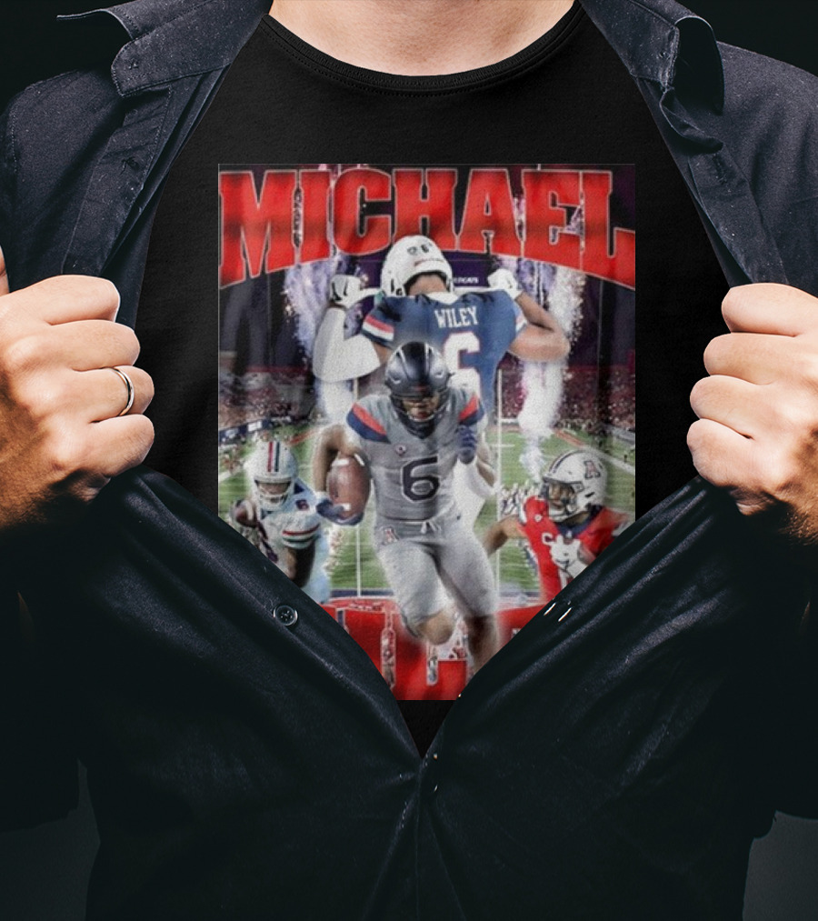 Michael Wiley Arizona Wildcats Football Dynamic On-Field Action T-Shirt