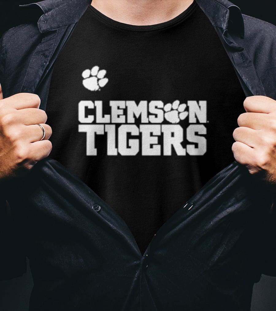 Sam Howell Wearing Clemson Tigers Paw T-Shirt