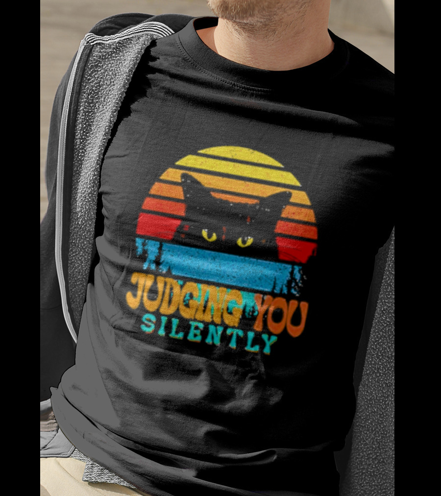 Judging You Silently Black Cat Vintage T-Shirt