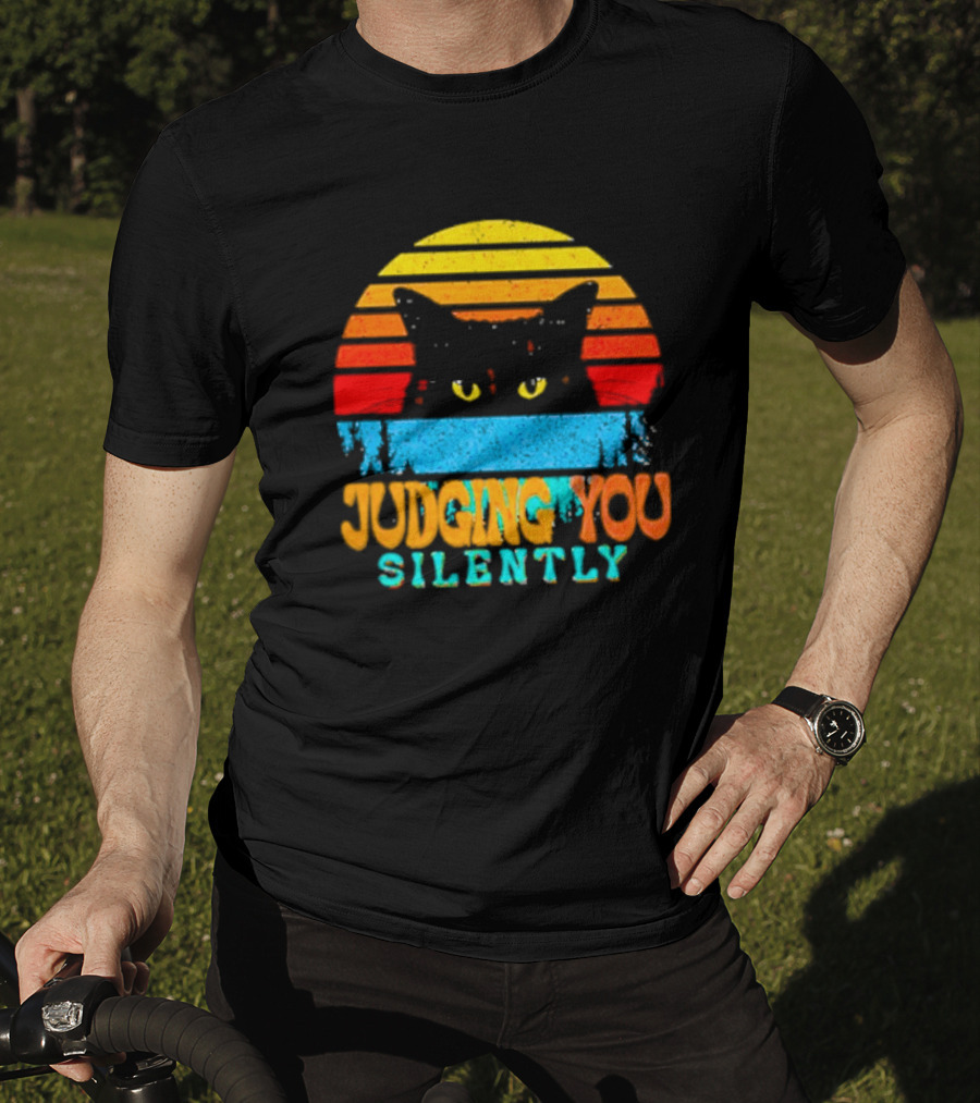 Judging You Silently Black Cat Vintage T-Shirt