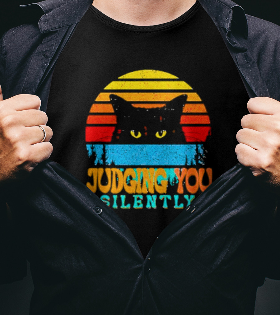 Judging You Silently Black Cat Vintage T-Shirt