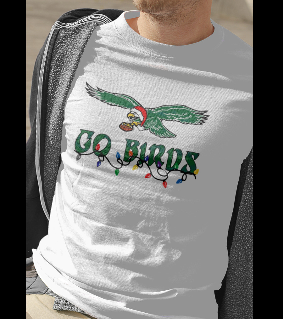 Christmas Philly Eagles Santa Go Birds Holiday Lights T-Shirt