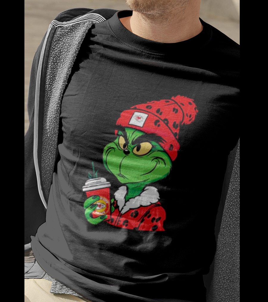 Grinch Leopard Kansas City Chiefs Coffee Beanie T-Shirt