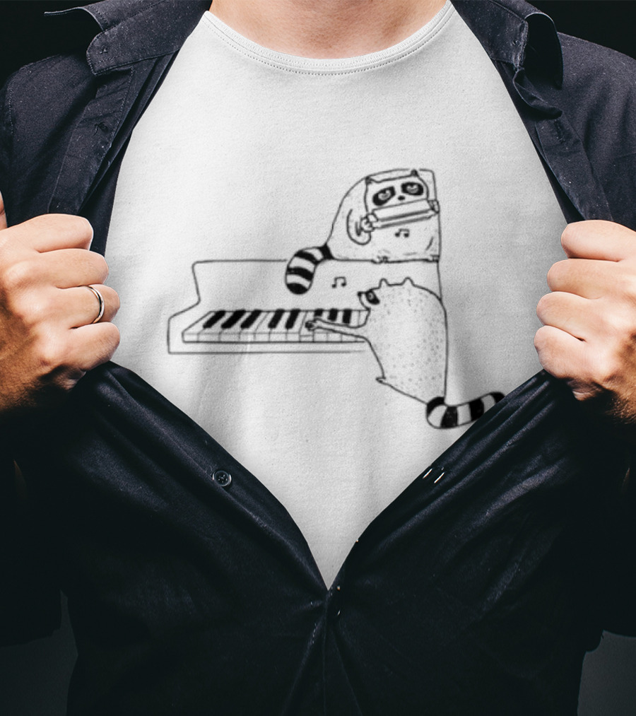 New York Nocturnal Musicians With Raccoons Playing Piano T-Shirt