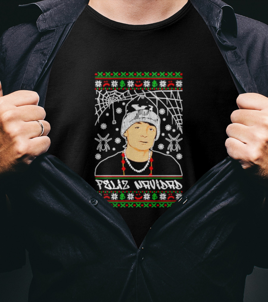 Feliz Navidad Peso Pluma Web And Spider Holiday T-Shirt