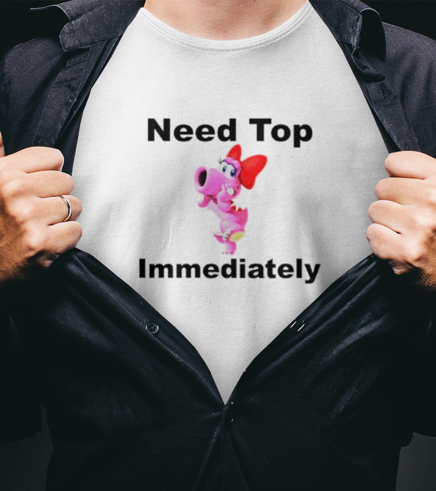 Need Top Immediately Birdo Character With Red Bow T-Shirt